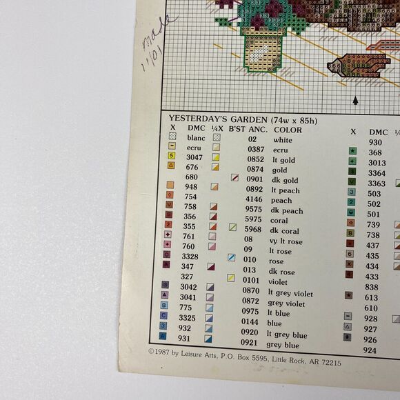VTG 1987 Leisure Arts Yesterday's Garden Cross Stitch Leaflet 552 Book 10 - Picture 11 of 11